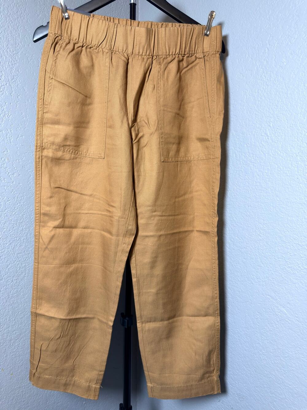 Banana Republic Camel Linen Blend Cropped Pull-On Pants XS Elastic Waist